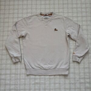 Timberland Mens Beige Organic Cotton Crewneck Sweatshirt Embroidered Boot Logo S